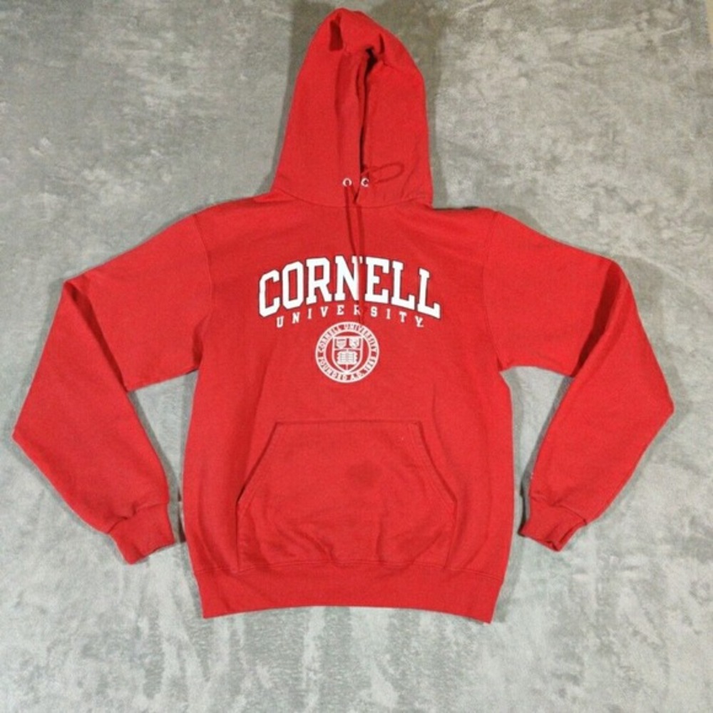 Champion Sweatshirt Mens Small Red Cornell University Crest Hoodie Casual School